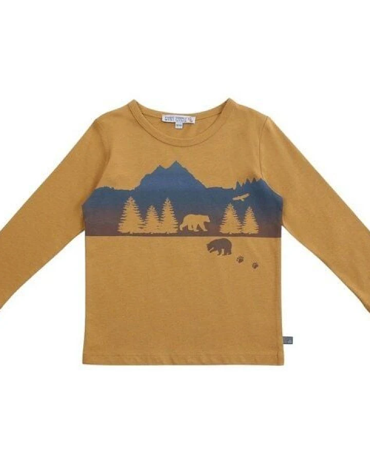 Enfant Terrible Langarm-Shirt mit Bär und Bergdruck