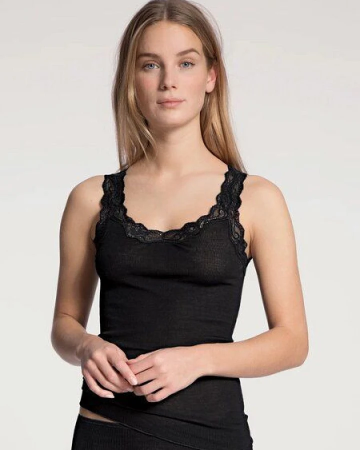 Calida Tank Top mit Spitze aus Wolle & Seide "Richesse Lace"