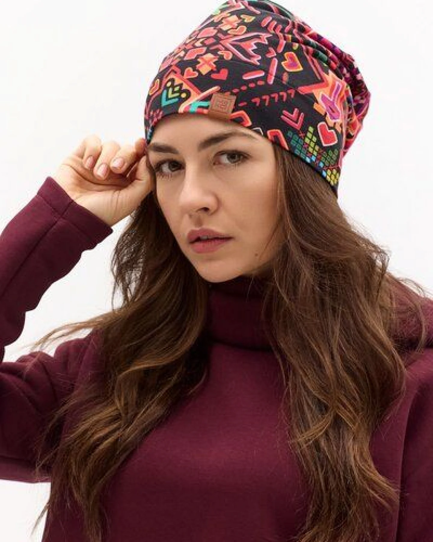 Mütze Basic – Klassische Beanie – Warm – Baumwolle mit Elasthan – Farbenfrohes Print KOKOworld – 100% in der EU fair produziert – Ansicht 2