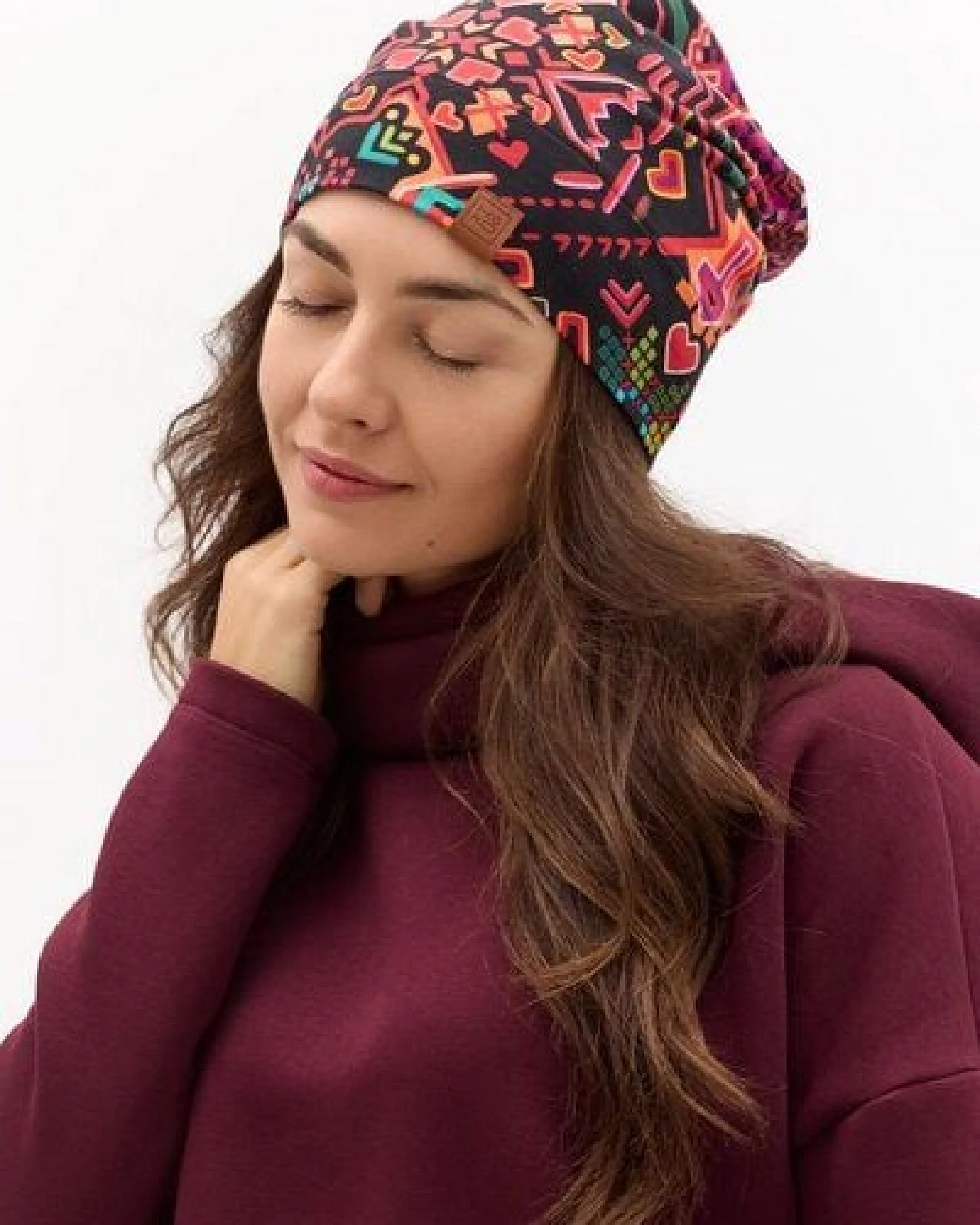 Mütze Basic – Klassische Beanie – Warm – Baumwolle mit Elasthan – Farbenfrohes Print KOKOworld – 100% in der EU fair produziert – Ansicht 3