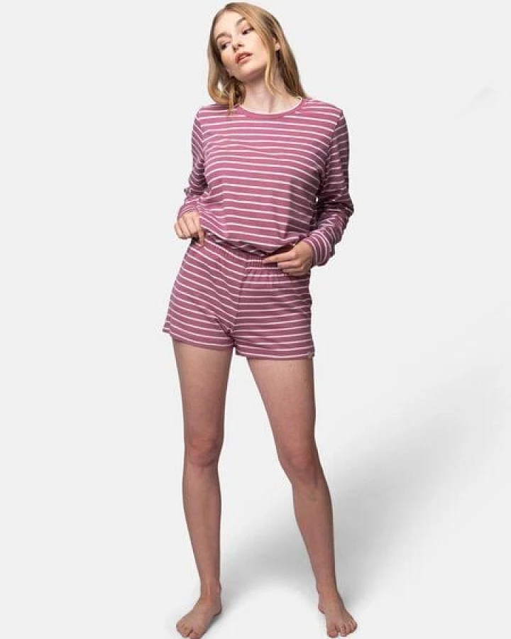greenjama Damen Shorts Ringel, GOTS-zertifiziert
