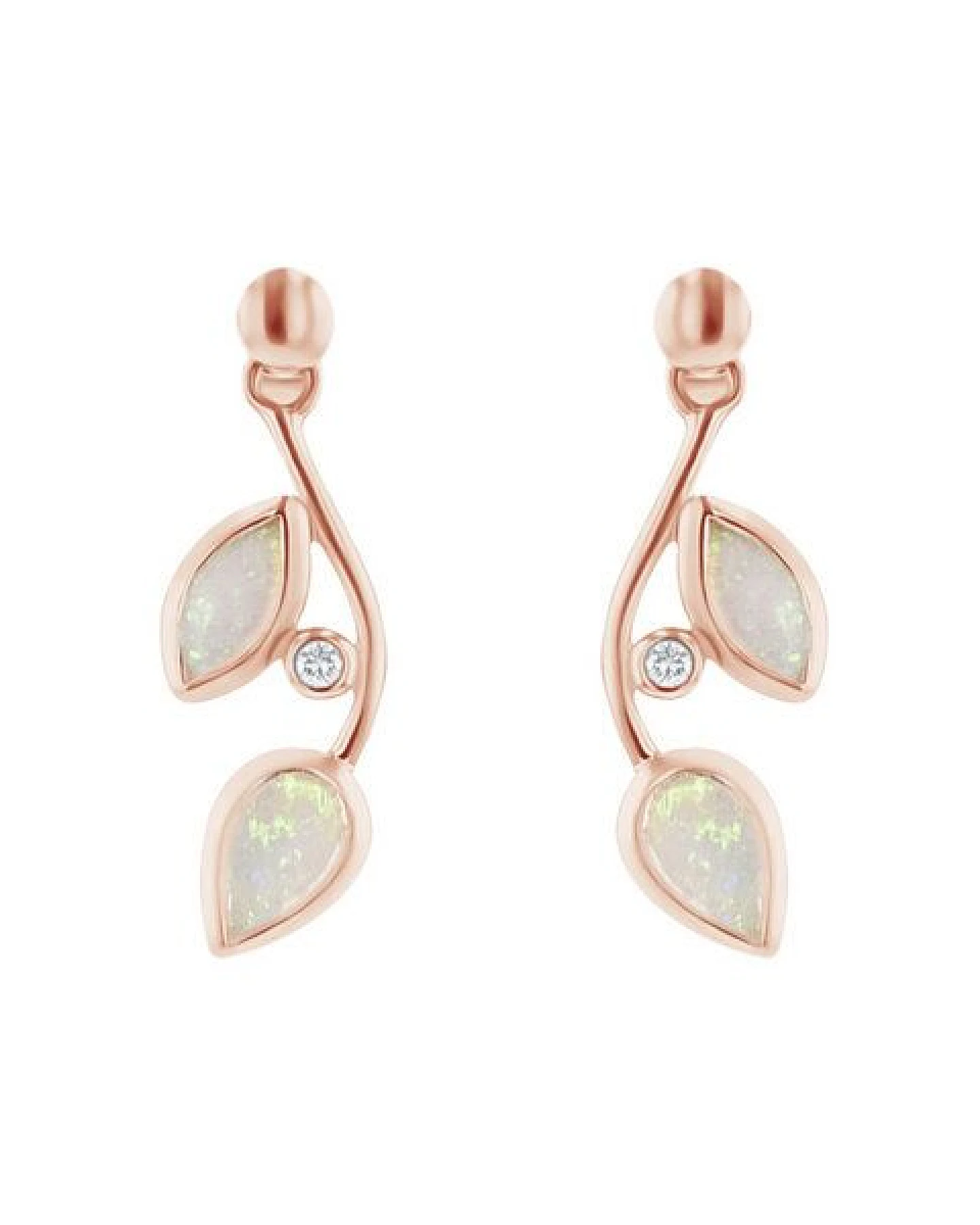 Eppi Ohrstecker mit Opalen in Blattform und Diamanten Corbett – Ansicht 3