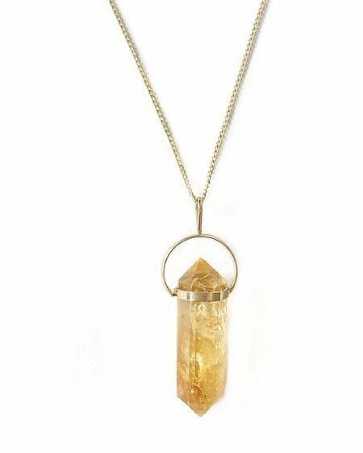 Crystal and Sage Zitrin Halskette vergoldet
