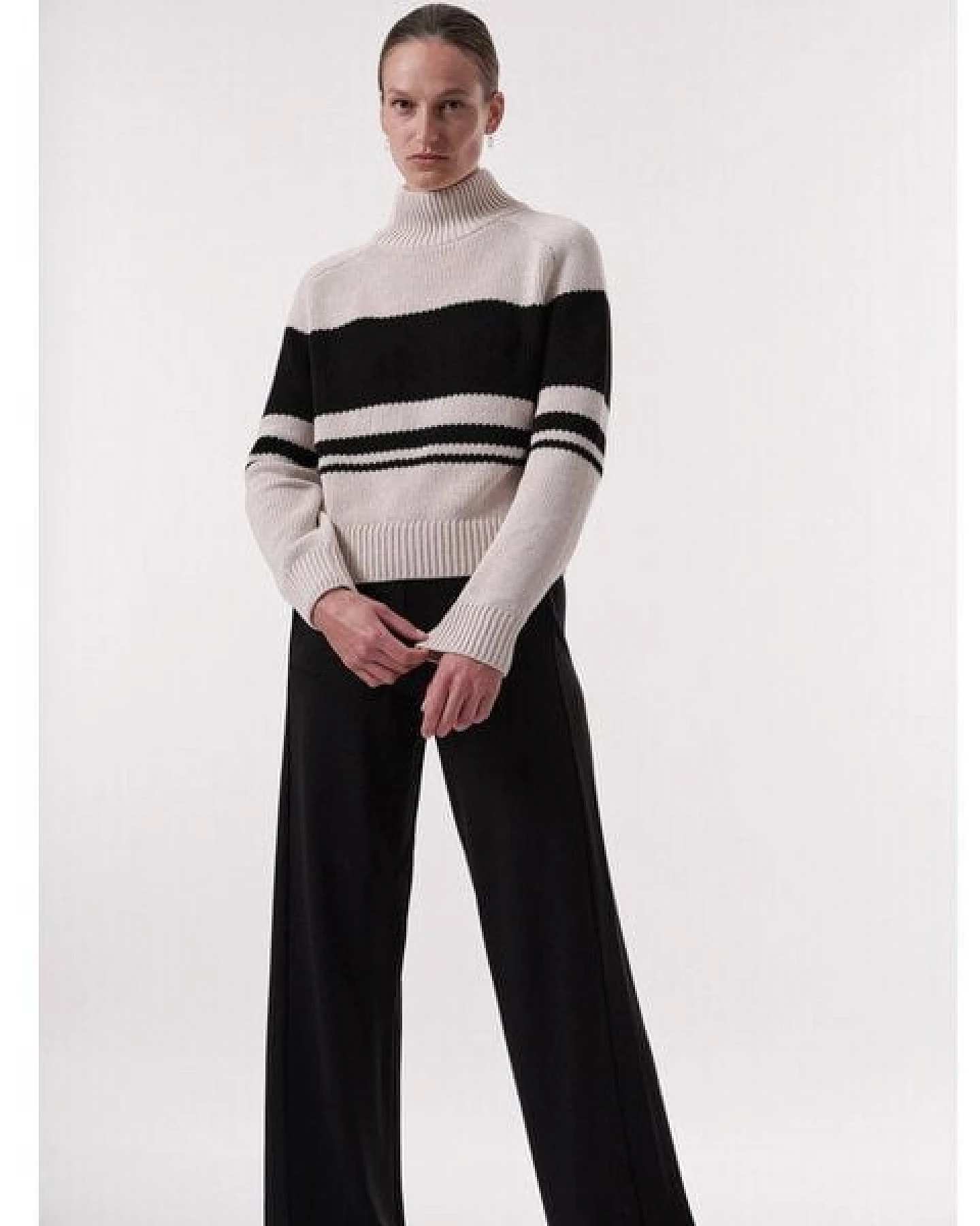 LANIUS Colourblock-Pullover aus Bio-Baumwolle – Ansicht 3