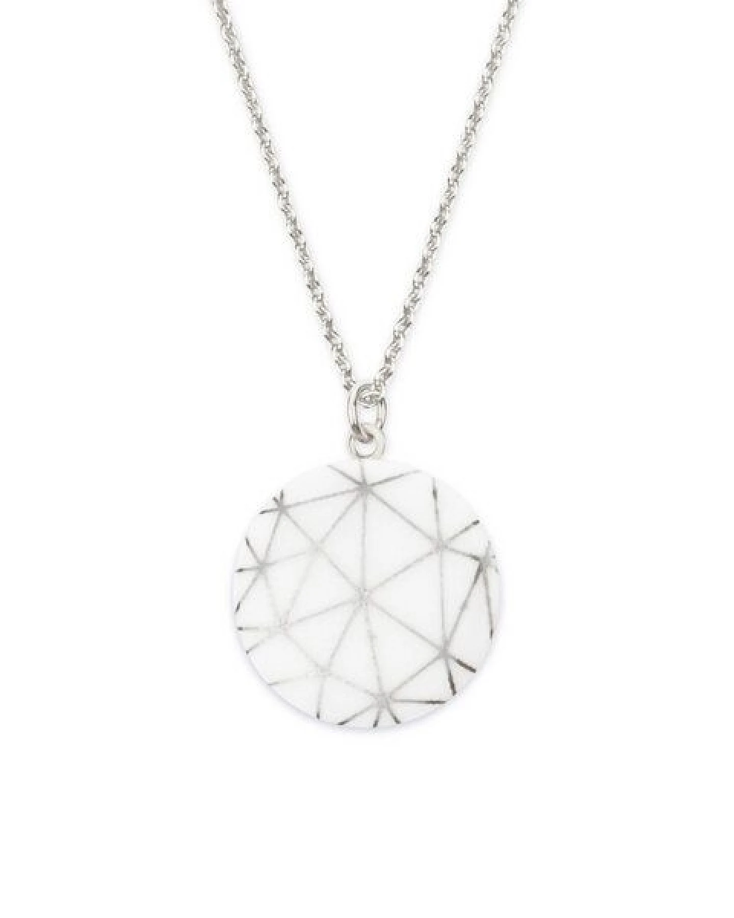 lille mus Halskette mit Porzellananhänger 'Geo' Porzellanschmuck SILBER – Ansicht 2