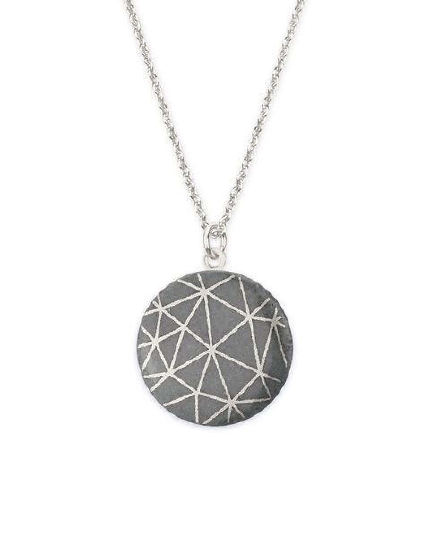 lille mus Halskette mit Porzellananhänger 'Geo' Porzellanschmuck SILBER – Ansicht 2