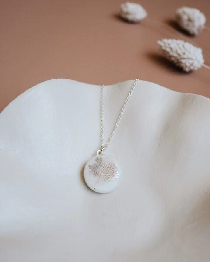 lille mus Halskette mit Porzellananhänger 'Bäumchen' Porzellanschmuck SILBER