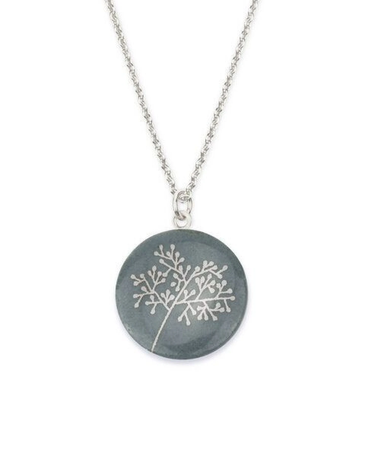 lille mus Halskette mit Porzellananhänger 'Bäumchen' Porzellanschmuck SILBER – Ansicht 2