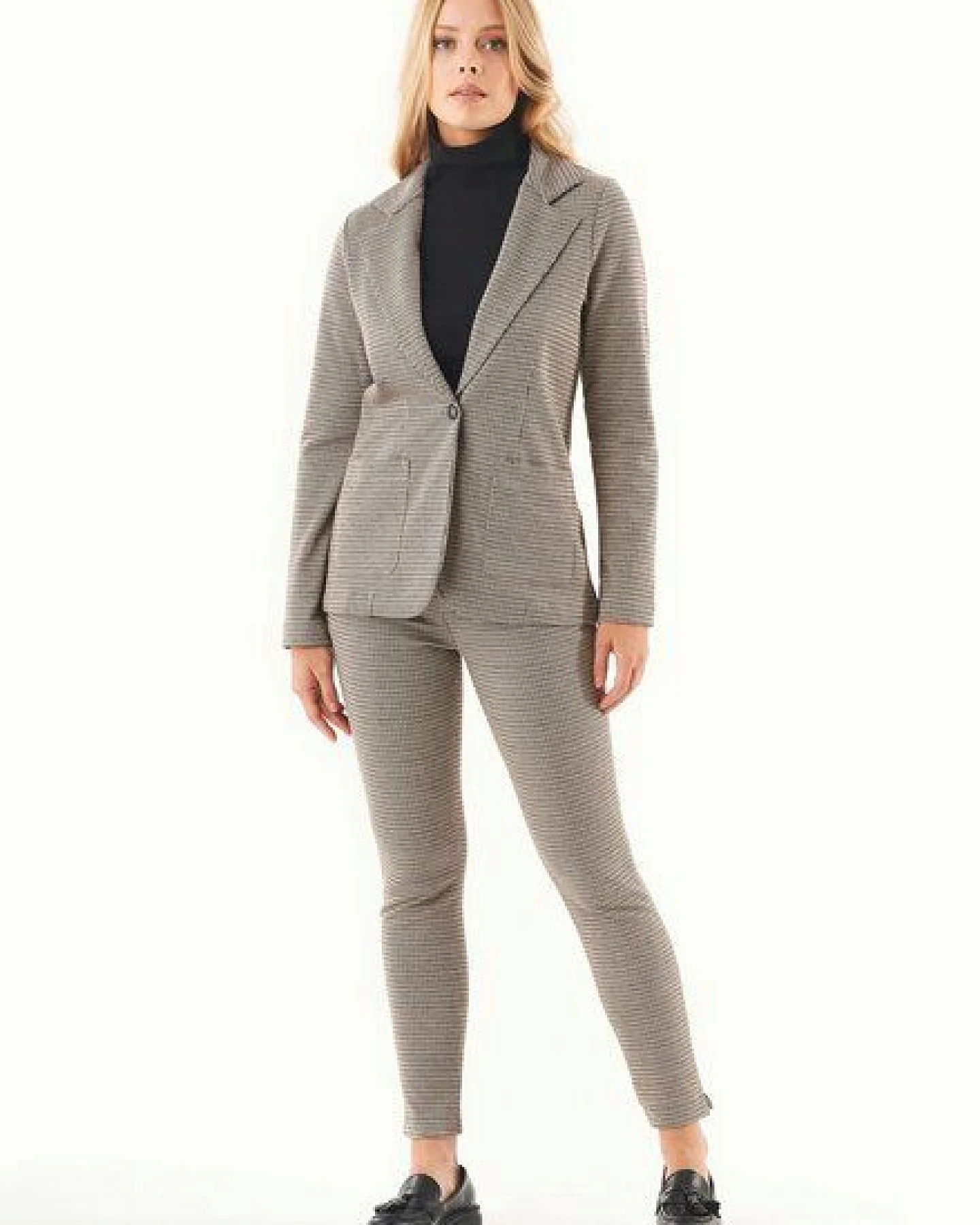 ORGANICATION Blazer aus Bio-Baumwolle-Mix mit Hahnentrittmuster – Ansicht 2