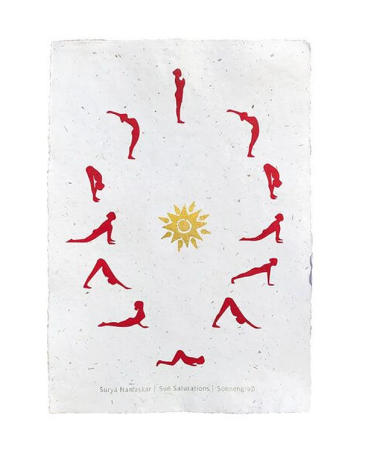 Sundara Yoga-Poster "Sonnengruß" aus handgeschöpftem Papier