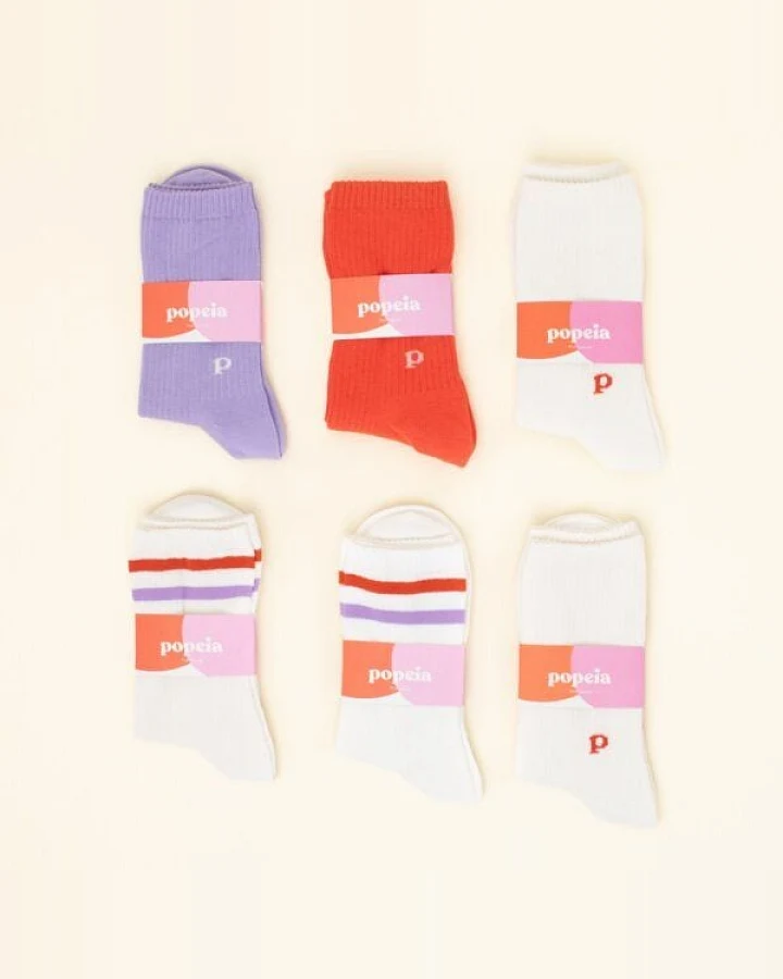 popeia Gemischtes Set: Bunte & weiße Socken aus Bio-Baumwolle
