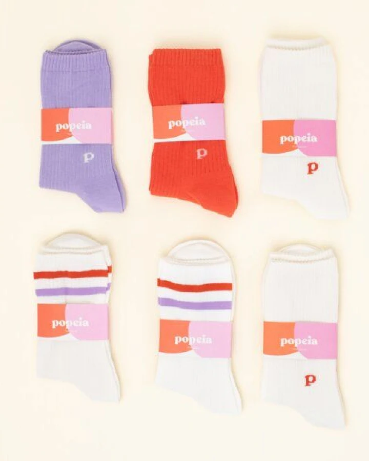 popeia Gemischtes Set: Bunte & weiße Socken aus Bio-Baumwolle