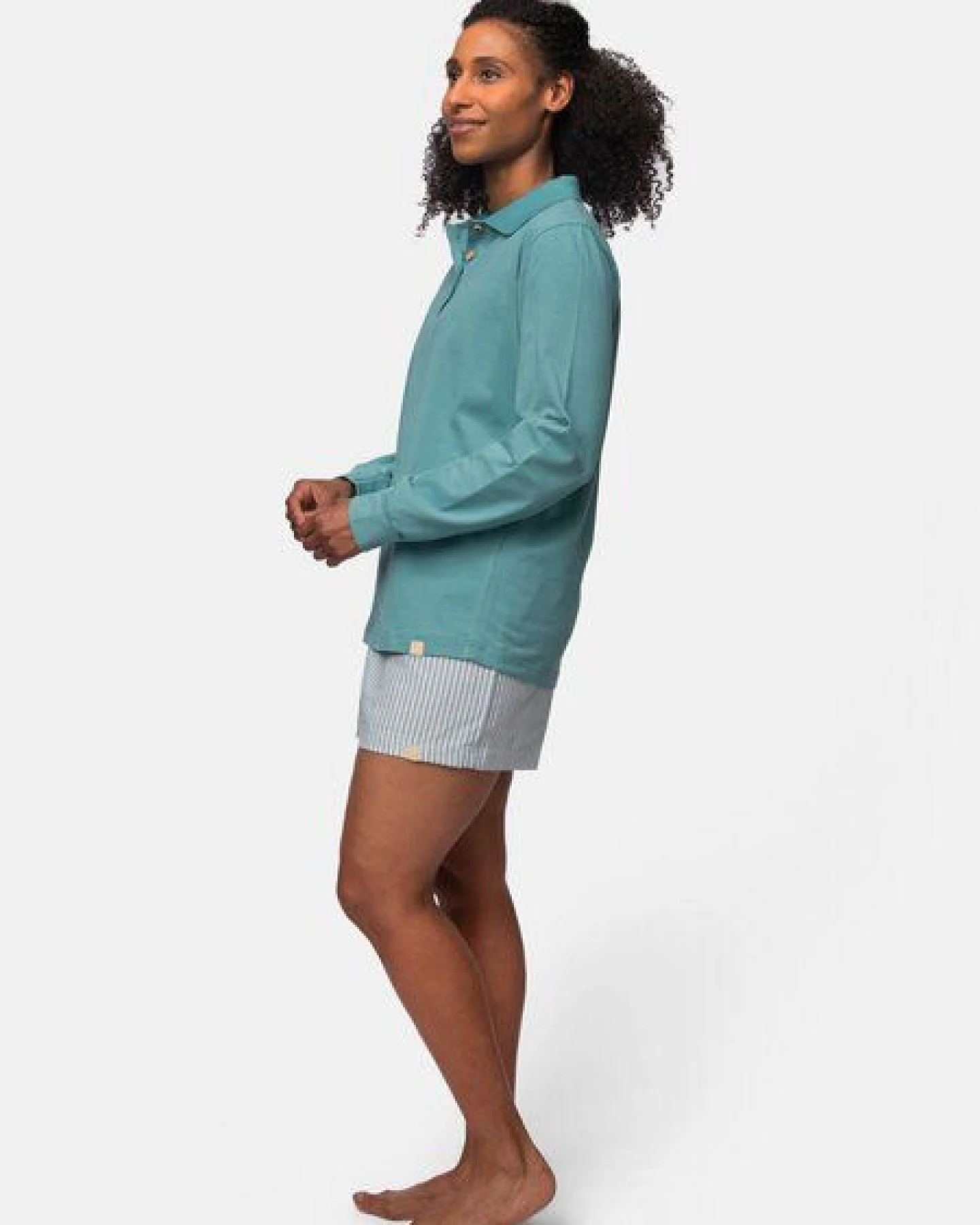greenjama Damen Langarm-Shirt mit Polo-Kragen, GOTS-zertifiziert – Ansicht 2