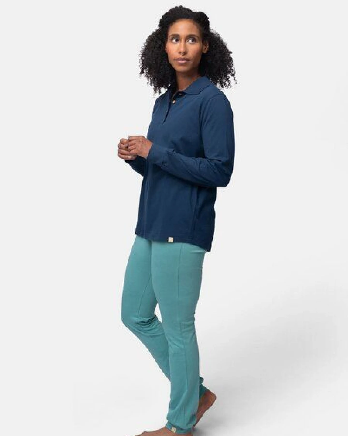 greenjama Damen Langarm-Shirt mit Polo-Kragen, GOTS-zertifiziert – Ansicht 2
