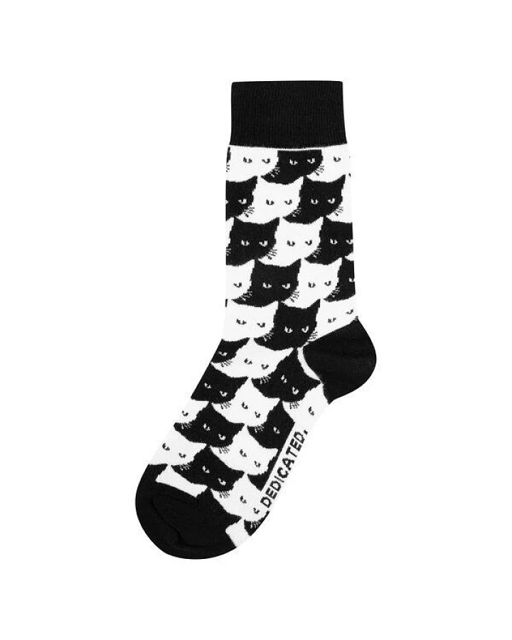 DEDICATED Sigtuna Pepita Cats - Unisex Socken mit Katzen Motiv