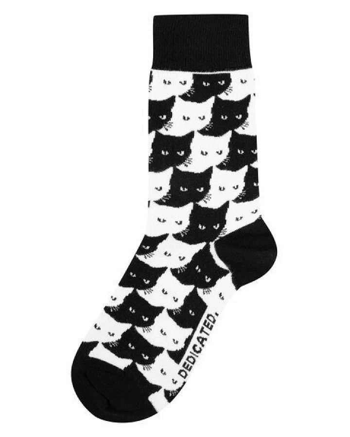 DEDICATED Sigtuna Pepita Cats - Unisex Socken mit Katzen Motiv