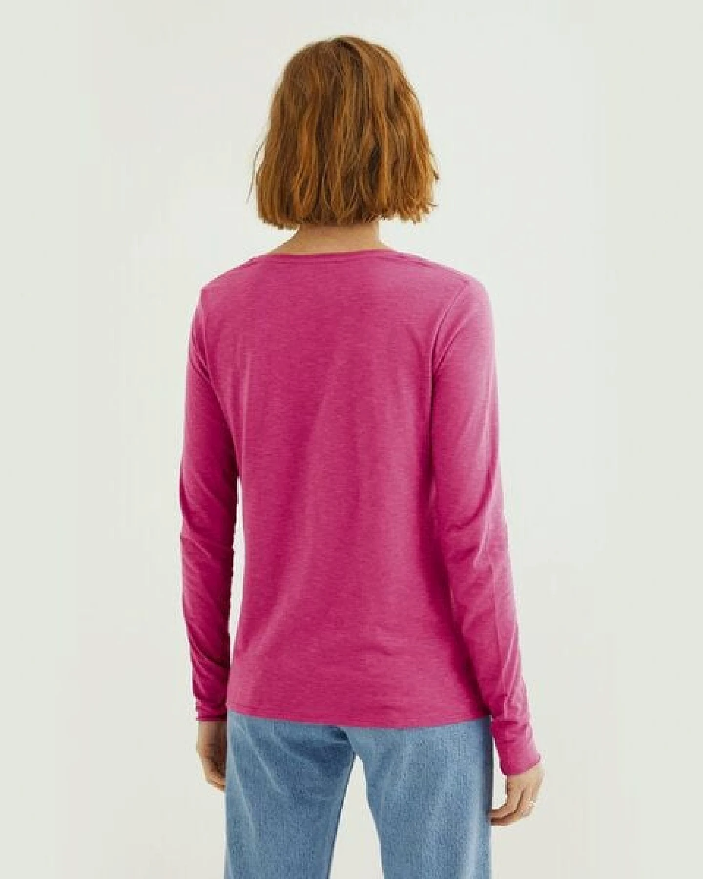d'Els Esterella Damen V-Neck Langarm T-Shirt aus Flame Bio Baumwolle – Ansicht 3