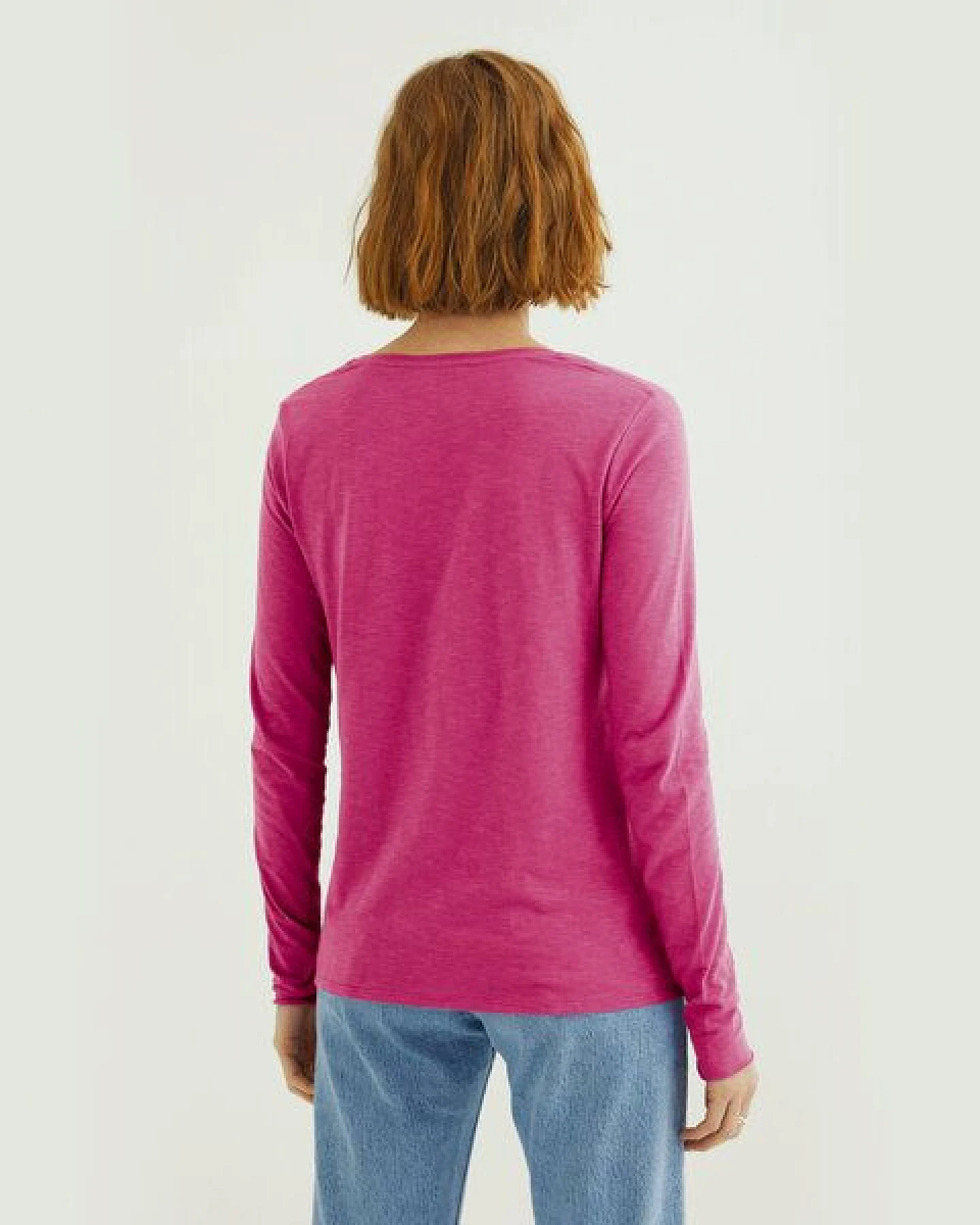 d'Els Esterella Damen V-Neck Langarm T-Shirt aus Flame Bio Baumwolle – Ansicht 3