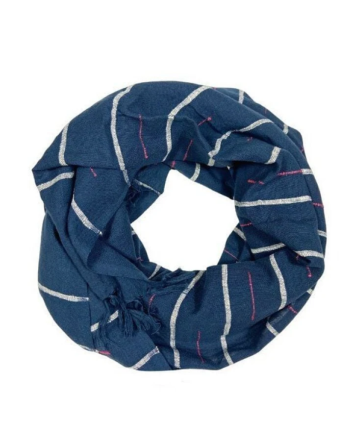 Unisex Baumwoll- & Seidenschal - Henoc 45x180 - Blau - Sabahar Äthiopien