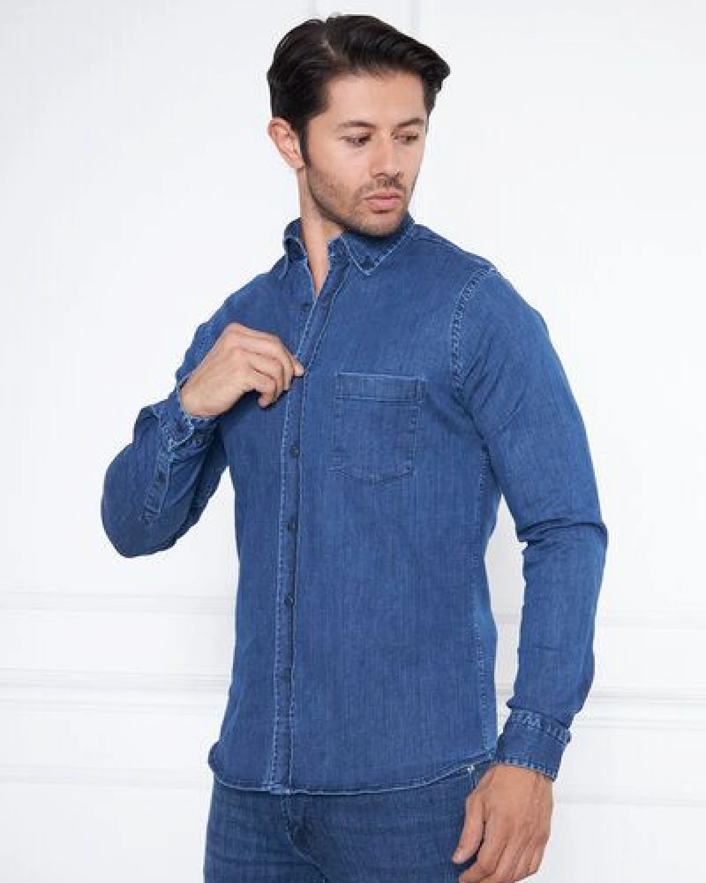 Bruno Barella Jeanshemd aus Bio Baumwolle – Ansicht 2