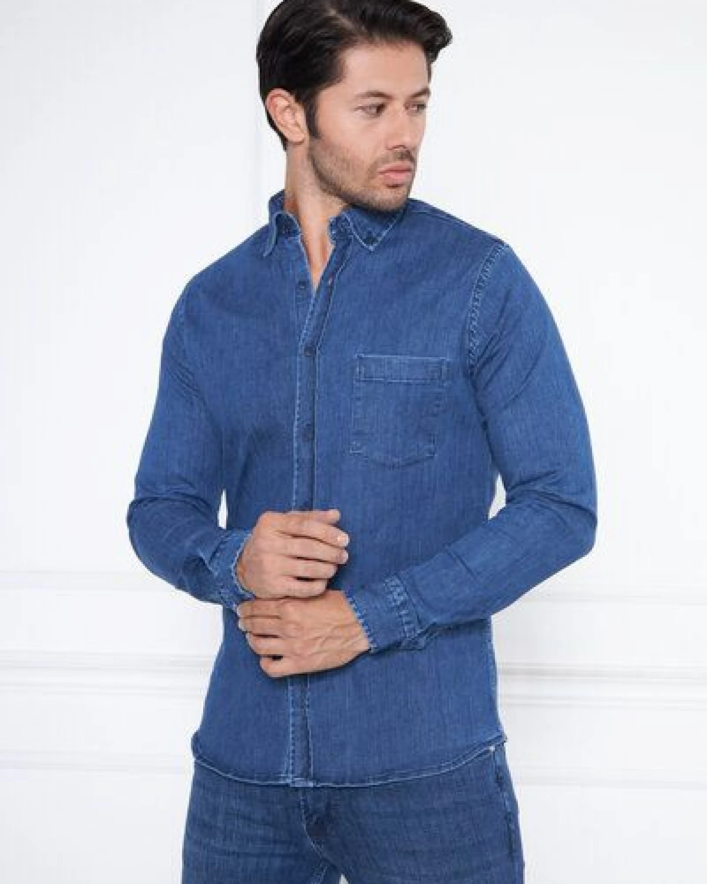 Bruno Barella Jeanshemd aus Bio Baumwolle – Ansicht 2