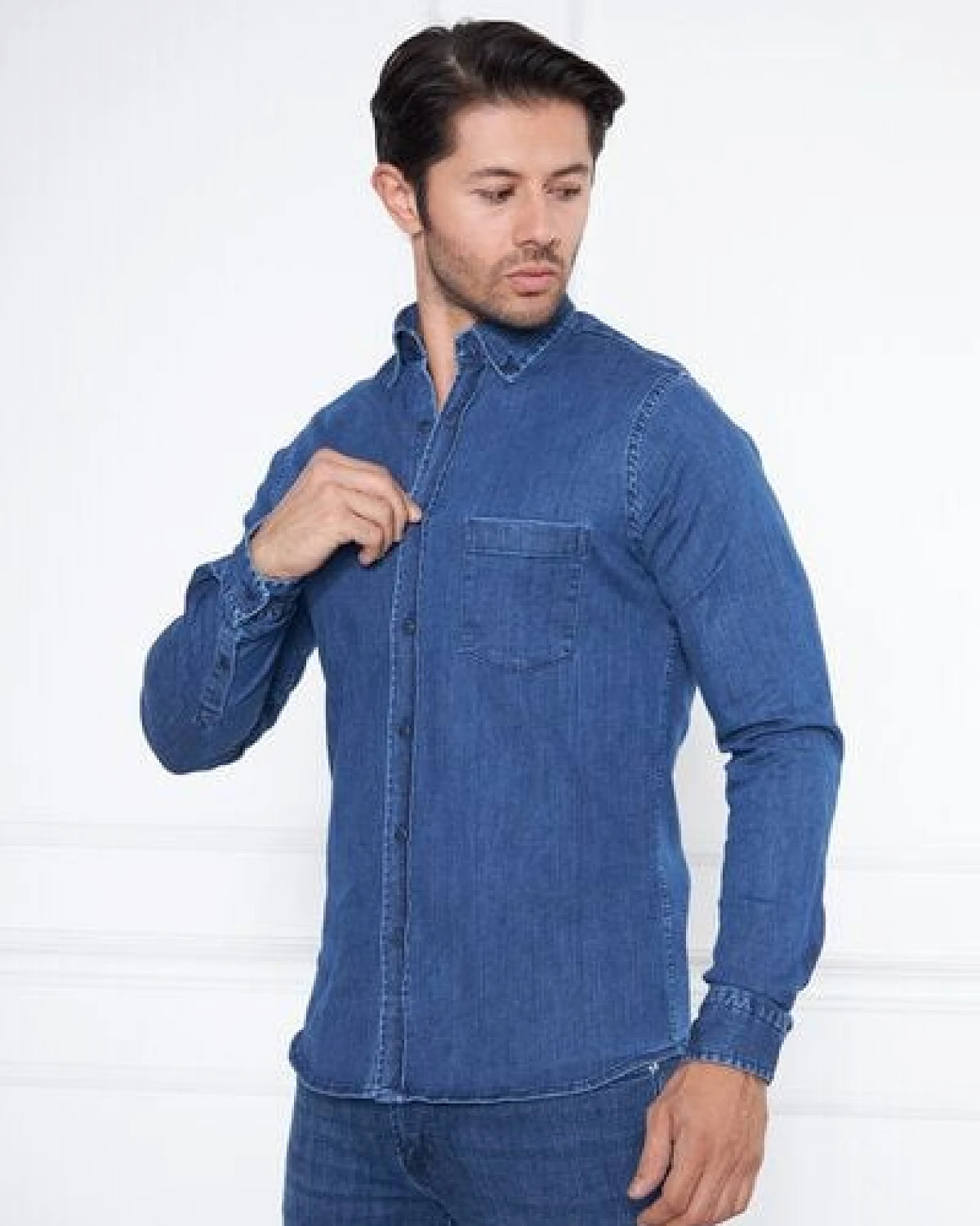 Bruno Barella Jeanshemd aus Bio Baumwolle – Ansicht 4