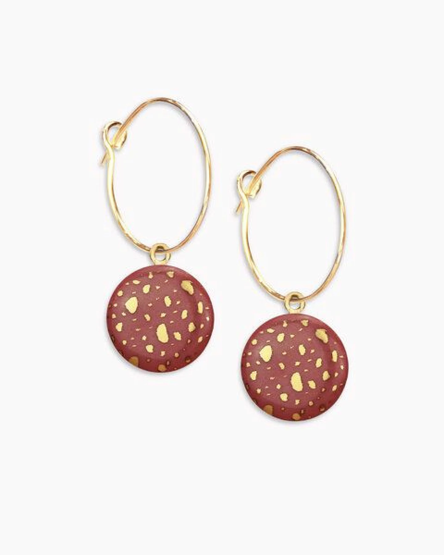 lille mus Creolen mit Porzellan-Anhänger 'Terrazzo' Porzellanschmuck – Ansicht 2