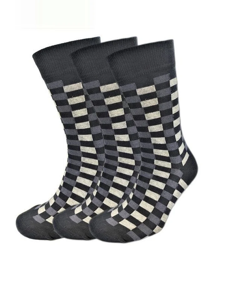 BLS Organic 3er Set GOTS zertifiziert 98 % Bio-Baumwolle Check Pattern Socken