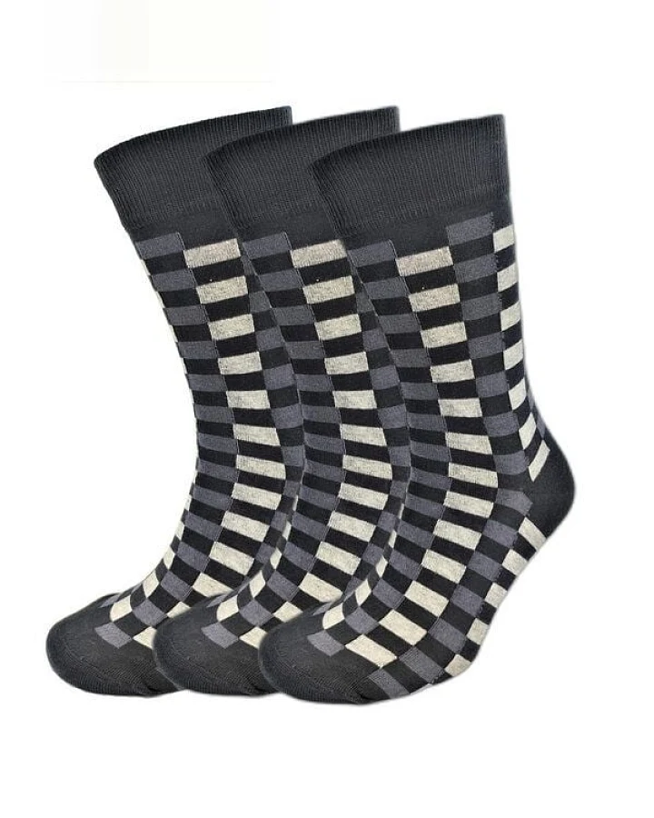 BLS Organic 3er Set GOTS zertifiziert 98 % Bio-Baumwolle Check Pattern Socken