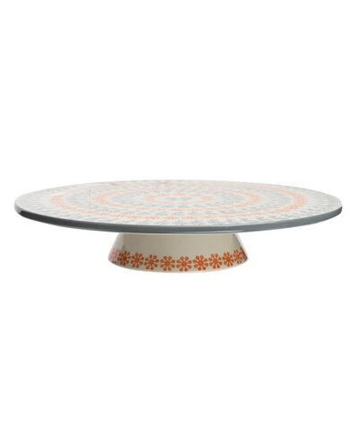 TRANQUILLO Tortenplatte Kuchenplatte RETRO 27 cm aus Steinzeug (POR572)