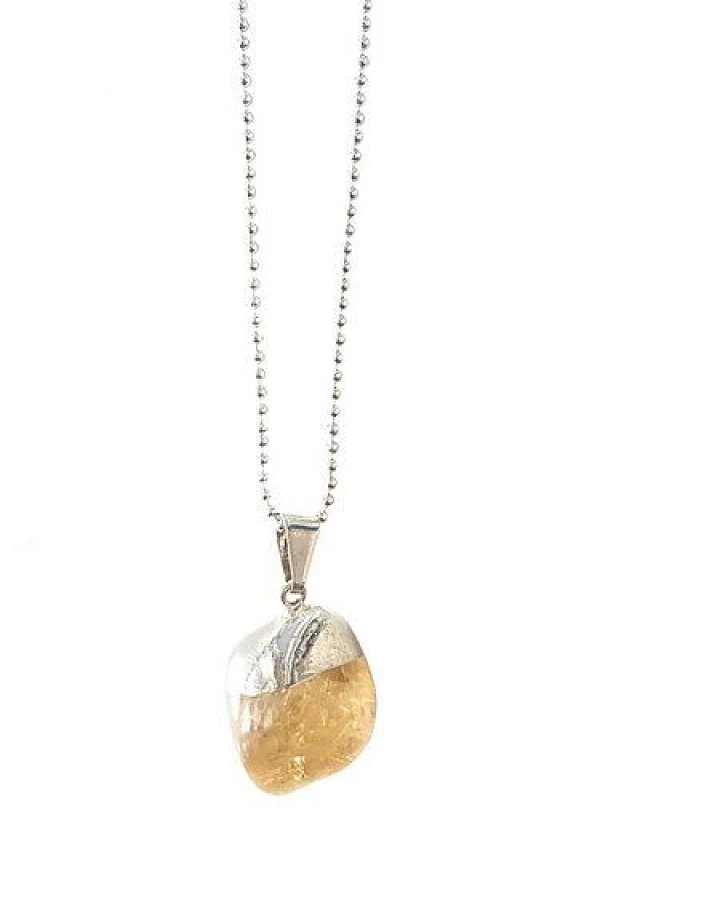 Crystal and Sage Zitrin Halskette versilbert