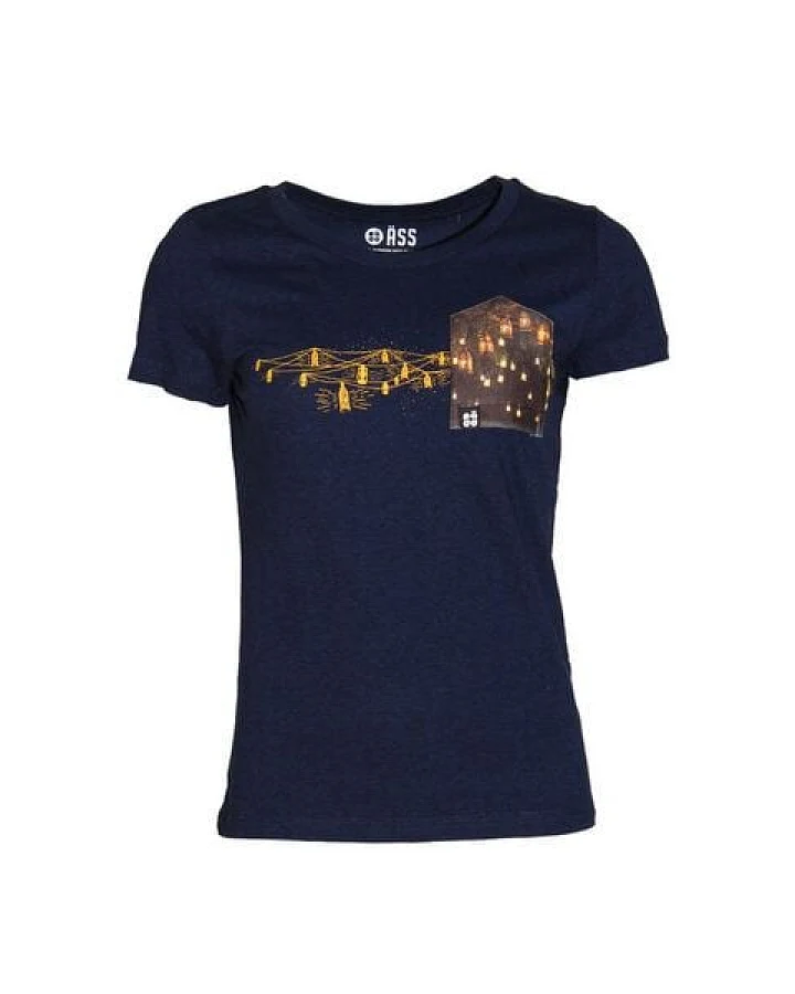 FÄDD Damen T-Shirt Rundhals aus Bio-Baumwolle "Alle Lampen an BT" Blau
