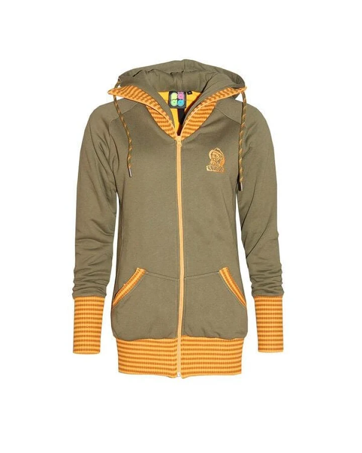 FÄDD Damen Sweatjacke aus Bio-Baumwolle "Troijer WZ Heimat" Gelb Olive