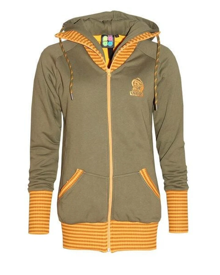 FÄDD Damen Sweatjacke aus Bio-Baumwolle "Troijer WZ Heimat" Gelb Olive