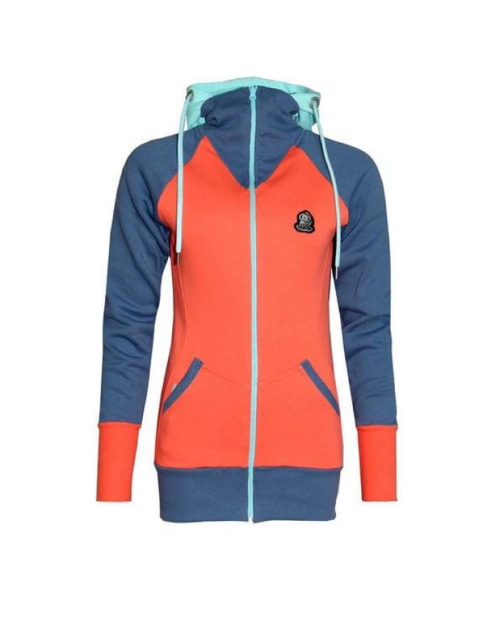 FÄDD Damen Sweatjacke aus Bio-Baumwolle "Troijer Z Heimat" Orange Blau