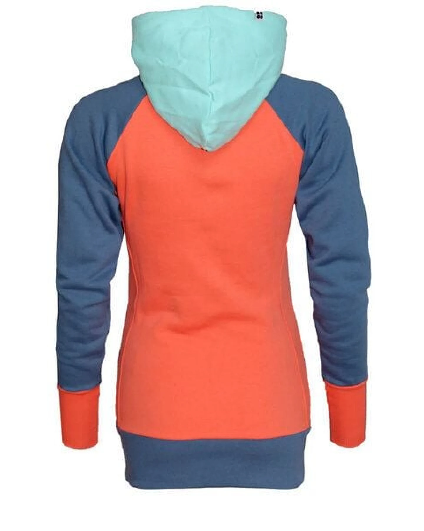 FÄDD Damen Sweatjacke aus Bio-Baumwolle "Troijer Z Heimat" Orange Blau – Ansicht 3