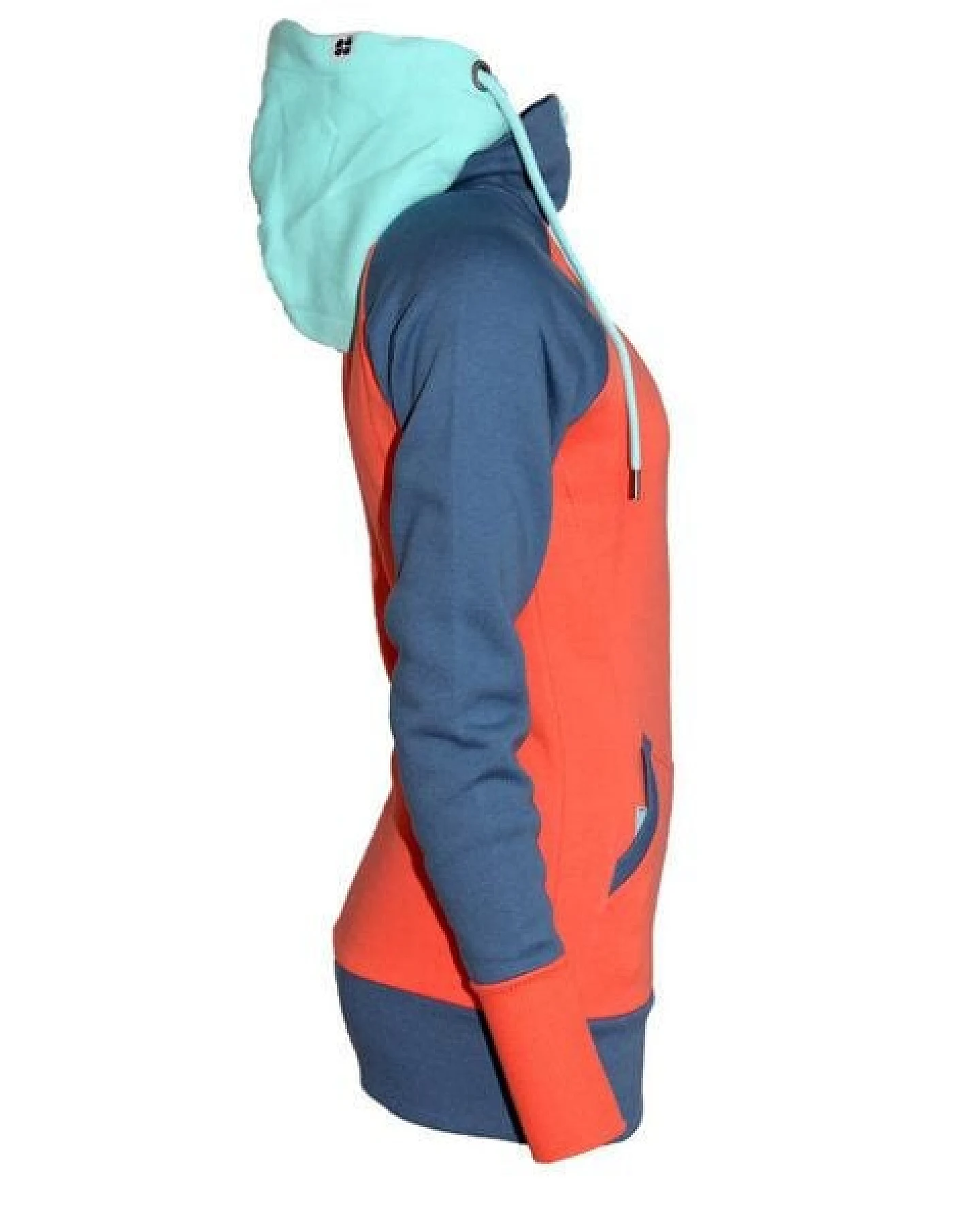 FÄDD Damen Sweatjacke aus Bio-Baumwolle "Troijer Z Heimat" Orange Blau – Ansicht 4
