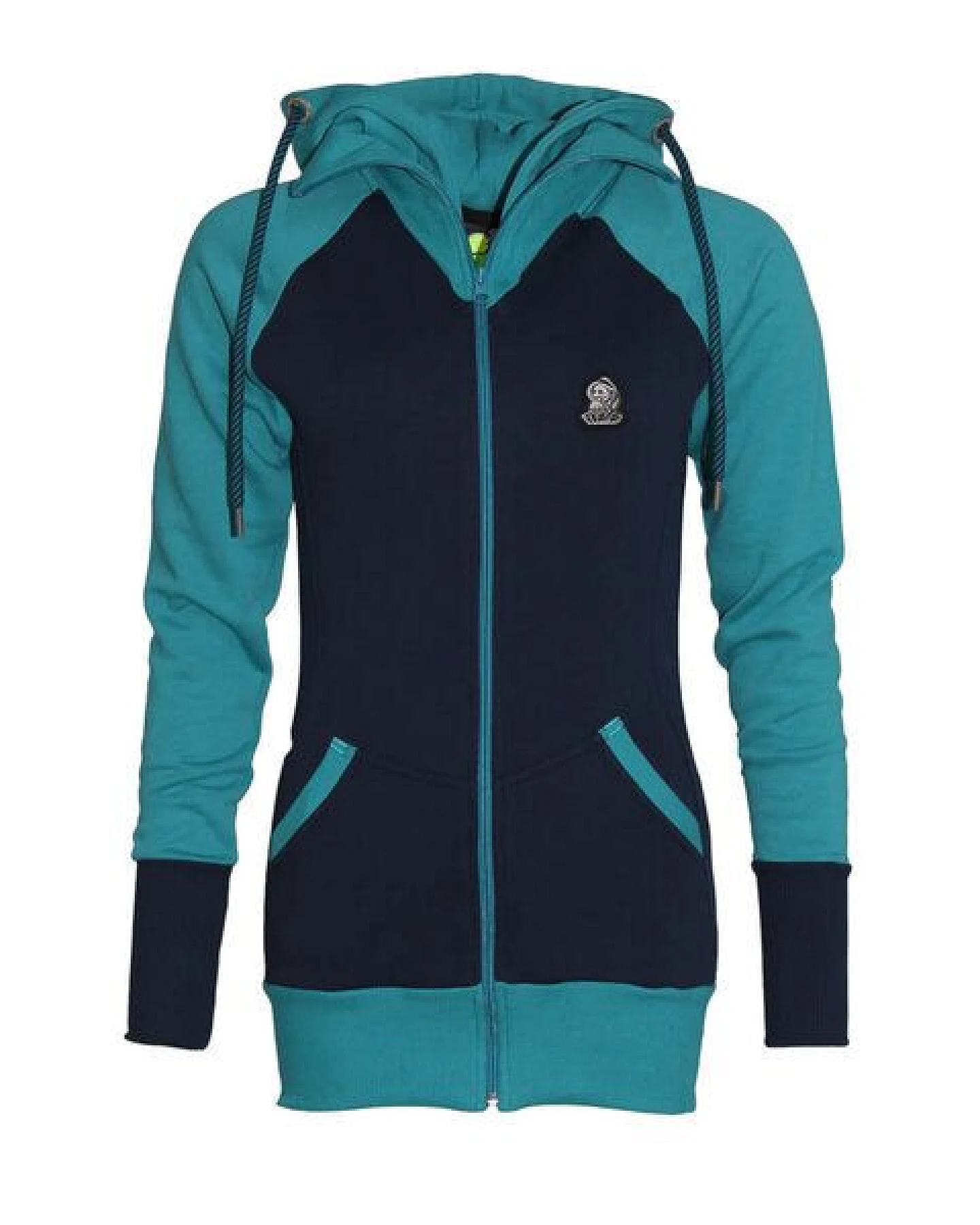 FÄDD Damen Sweatjacke Hoodie aus Bio-Baumwolle "Troijer Z Heimat" Navy Blau – Ansicht 2