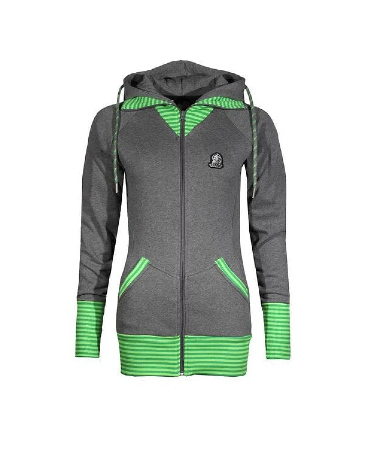 FÄDD Damen Sweatjacke Hoodie aus Bio-Baumwolle "Troijer Z Heimat" Grau Grün