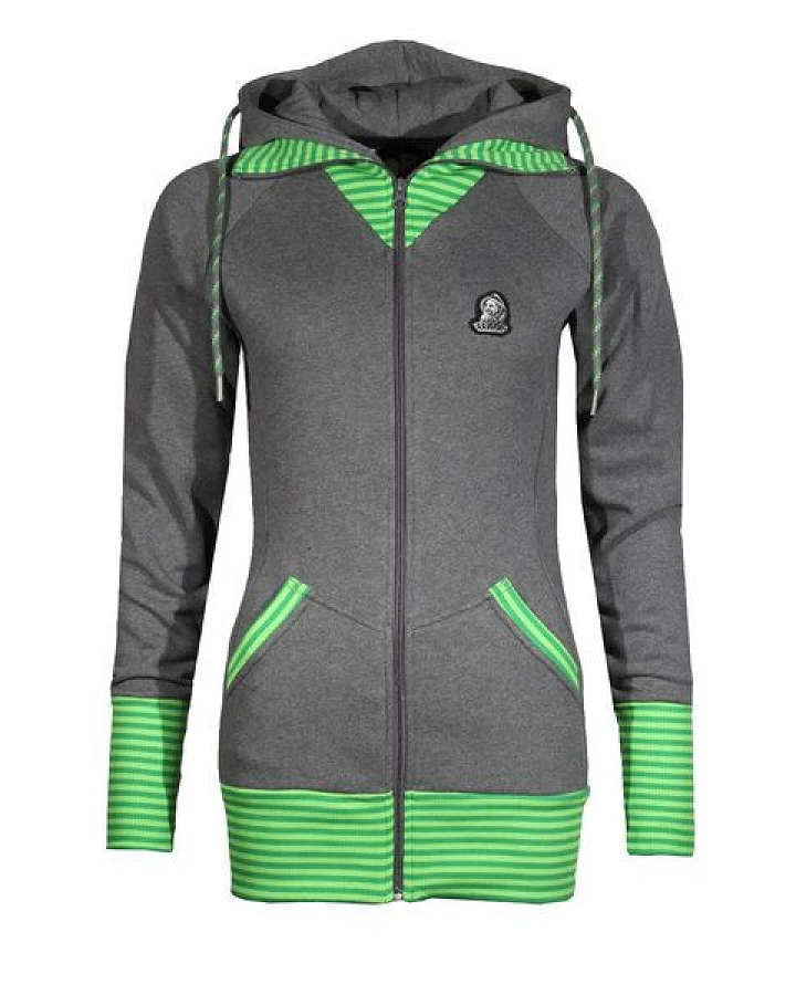 FÄDD Damen Sweatjacke Hoodie aus Bio-Baumwolle "Troijer Z Heimat" Grau Grün
