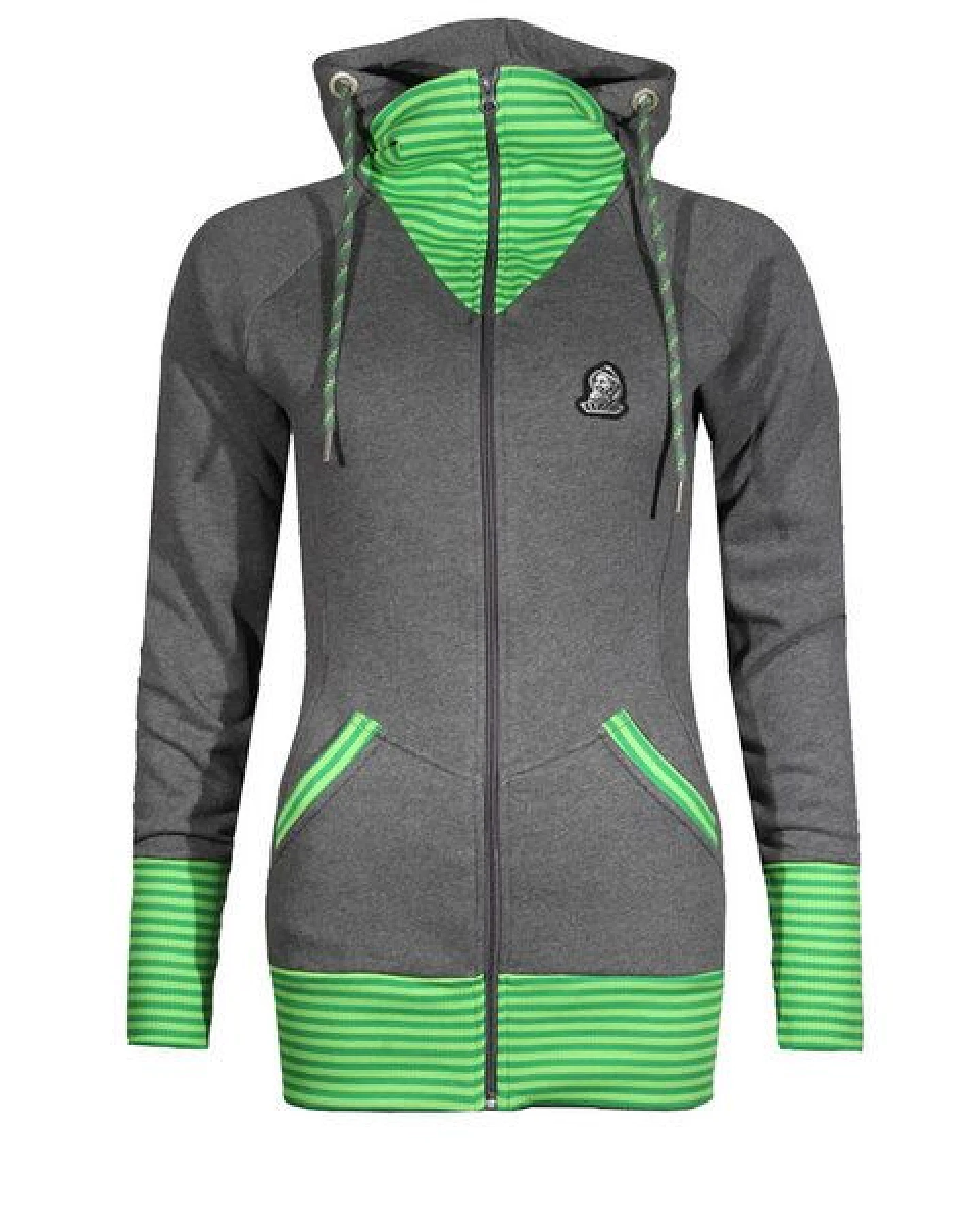FÄDD Damen Sweatjacke Hoodie aus Bio-Baumwolle "Troijer Z Heimat" Grau Grün – Ansicht 2