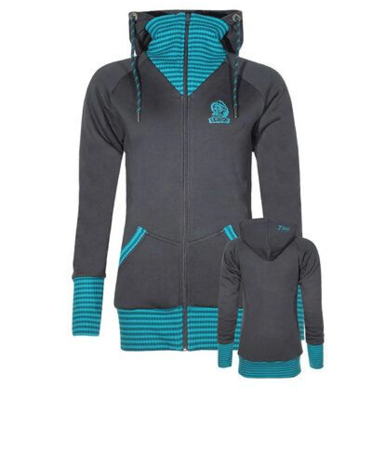 FÄDD Damen Sweatjacke Hoodie aus Bio-Baumwolle "Troijer WZ Heimat" Grau – Ansicht 2