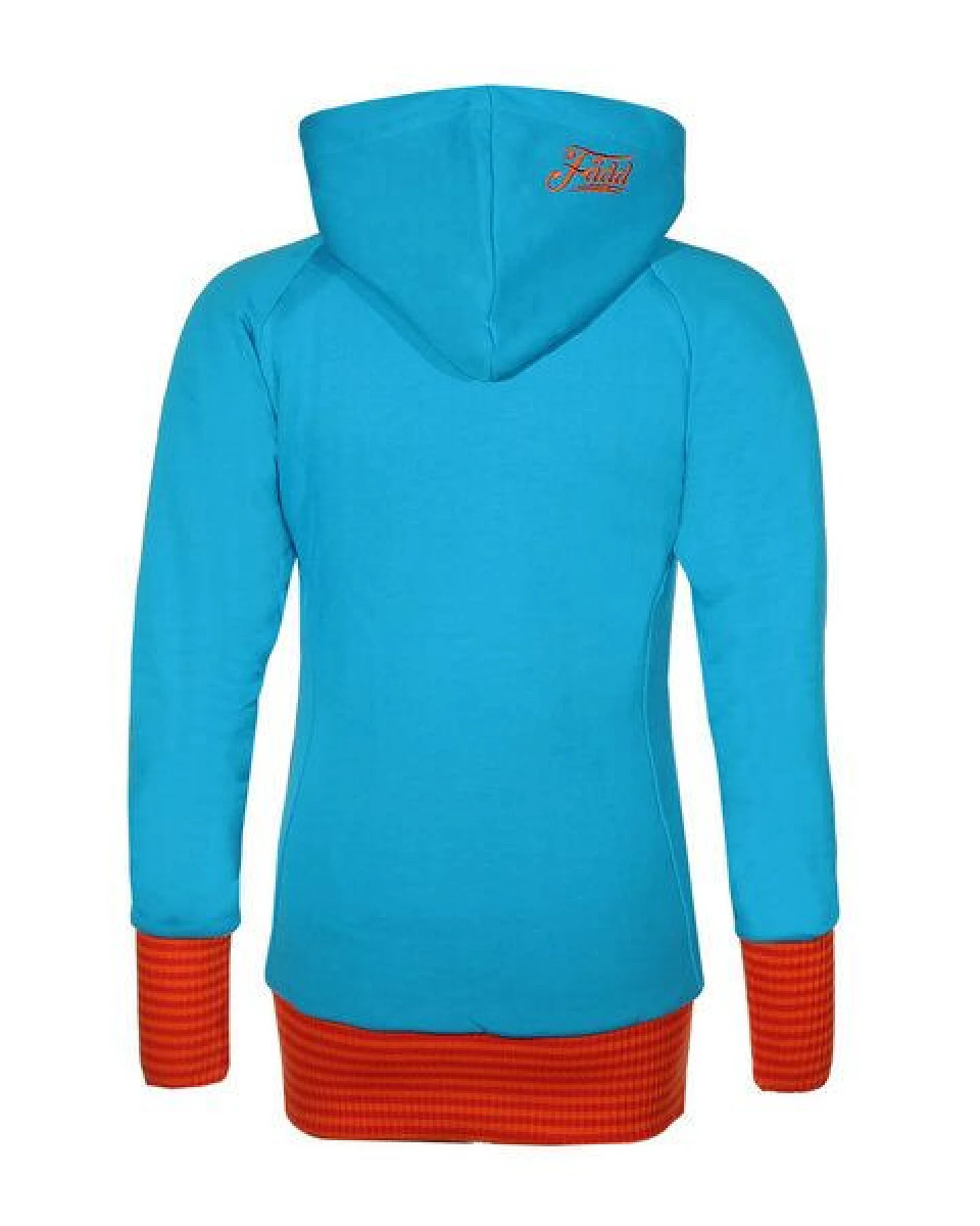 FÄDD Damen Sweatjacke aus Bio-Baumwolle "Troijer WZ Heimat" Türkis Orange – Ansicht 3