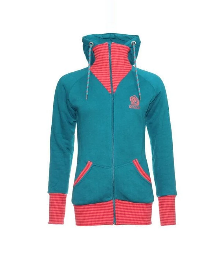 FÄDD Damen Sweatjacke aus Bio-Baumwolle "Troijer WZ Heimat" Petrol Blau