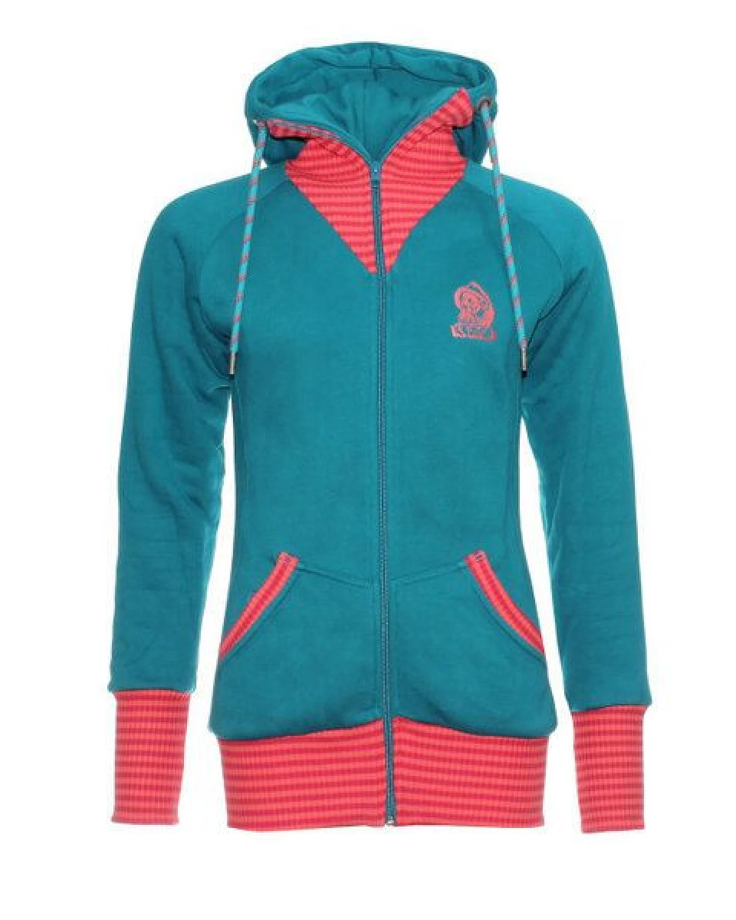 FÄDD Damen Sweatjacke aus Bio-Baumwolle "Troijer WZ Heimat" Petrol Blau – Ansicht 2