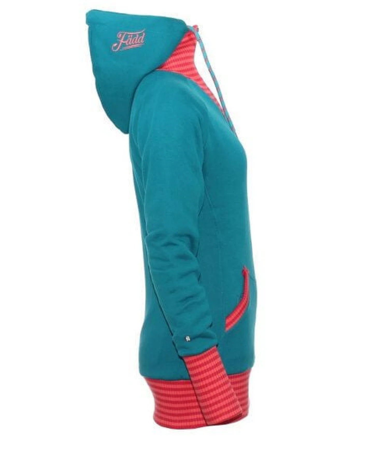 FÄDD Damen Sweatjacke aus Bio-Baumwolle "Troijer WZ Heimat" Petrol Blau – Ansicht 4