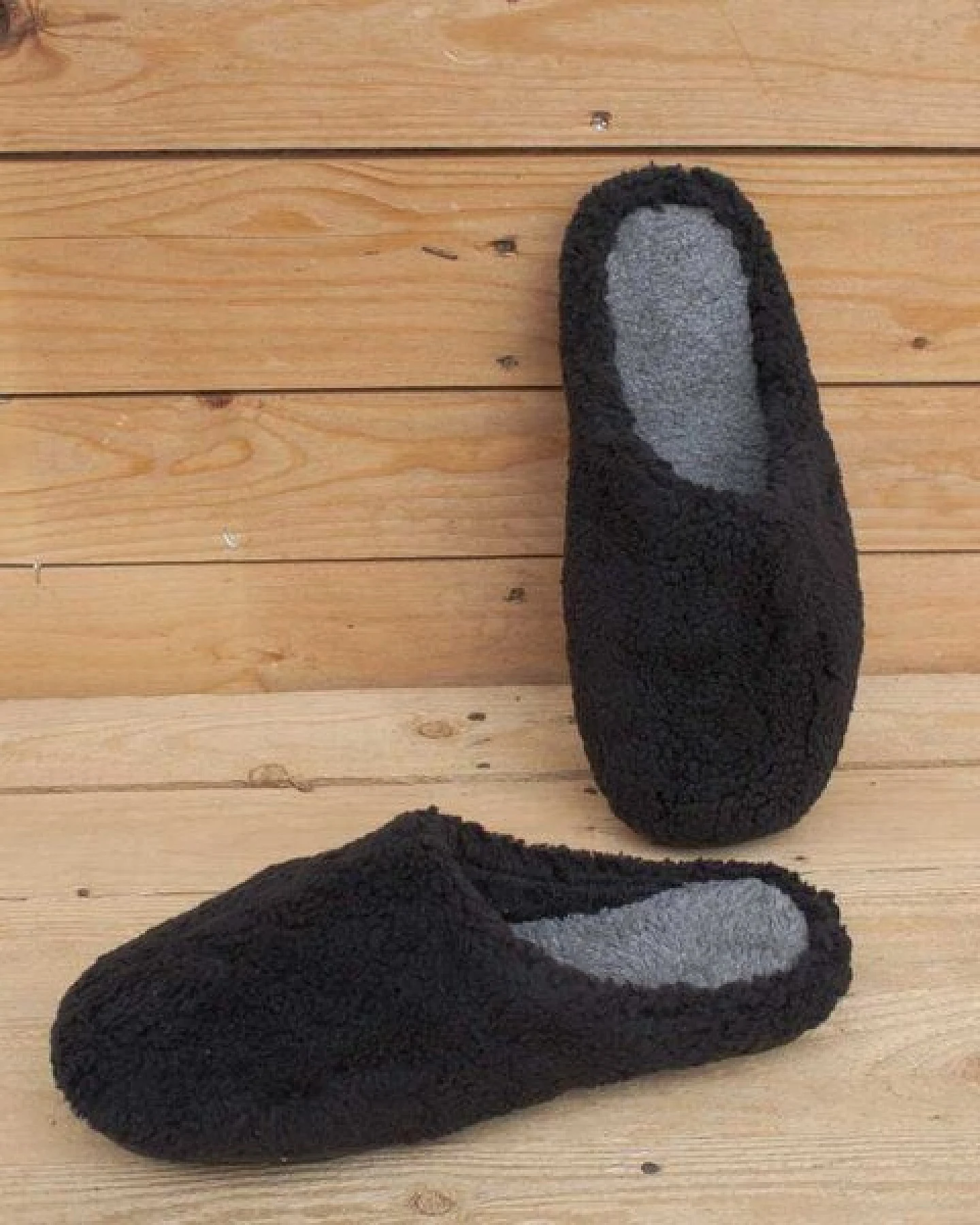 Grand Step Shoes Vegane Hausschuhe Furry Winter schwarz – Ansicht 4
