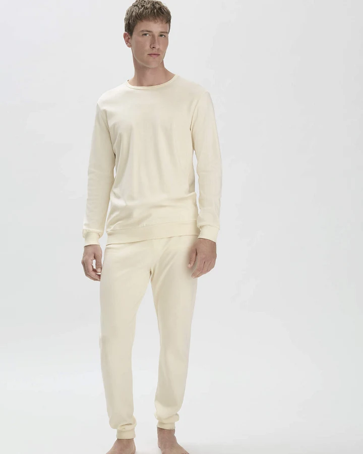 hessnatur Herren Pyjama PURE NATURE aus Bio-Baumwolle - natur - Größe 46