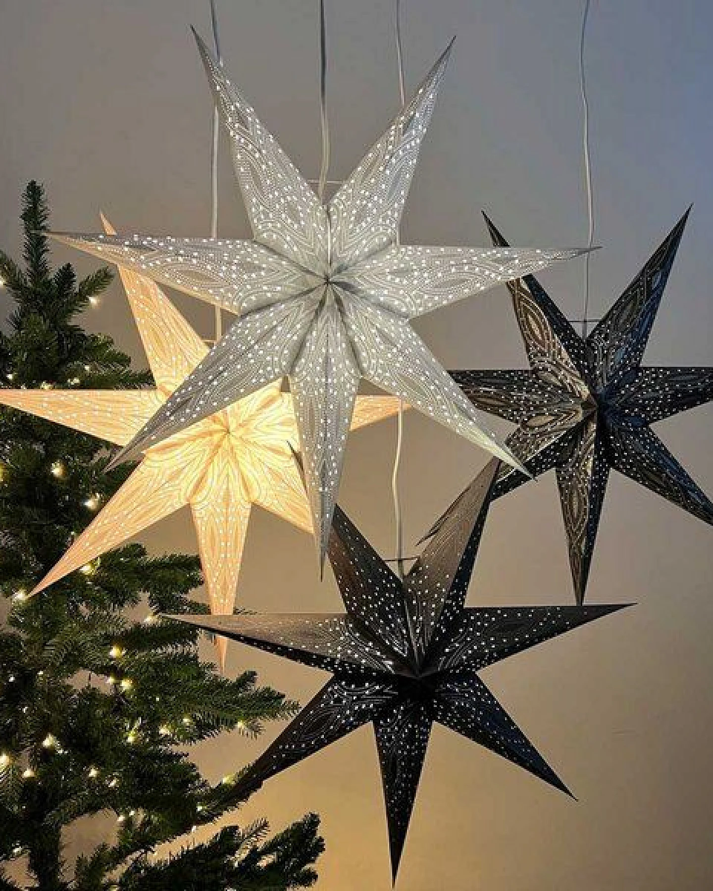 MoreThanHip Weihnachtsstern aus Papier Ø60 cm inkl. Beleuchtungskabel - Nova – Ansicht 2