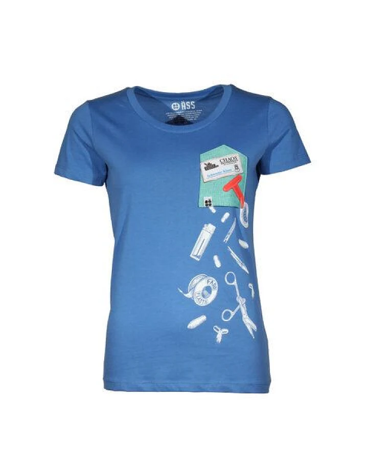 FÄDD Damen T-Shirt Rundhals aus Bio-Baumwolle "Pflegestufe Rot BT" Blau